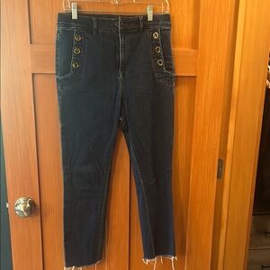 Ann Taylor Blue Ankle Cropped Jeans with Nautical Flair